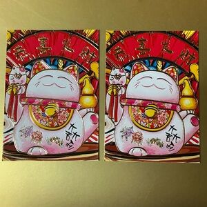 Fat Pink Cat with Plant Markings Red Envelopes